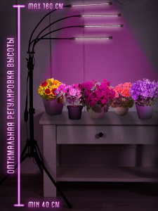 Фитолампа для растений 4 лепестка на штативе
