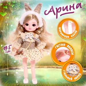 Кукла шарнирная /Арина в платье, МИКС