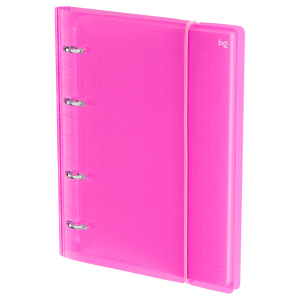 Тетрадь на кольцах А5, 120л., BG /Neon/, пластиковая обложка, розовый, с резинкой