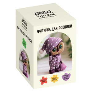 Набор для росписи фигурки из гипса ТРИ СОВЫ /Совушка/, высота фигурки 9см, с красками и кистью, карт