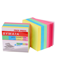 Бумага для заметок с клеевым краем 4 ЦВЕТА (ЗС-1563) 76х76 мм,  по 100л,пастель, кратно 4