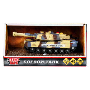 Модель пластик свет-звук БОЕВОЙ ТАНК 14,5 см, инерция, кор. Технопарк в кор.2*36шт