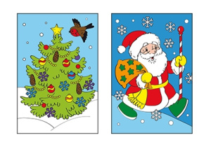 Холст мини 10,2х15,2 см по номерам. ДЕД МОРОЗ И ЕЛКА (Арт. Х-7298)