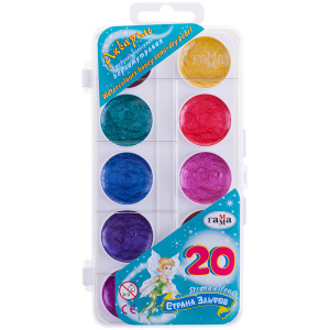 Акварель СТРАНА ЭЛЬФОВ 20 цв. перламутр без кист. пласт.уп. европодвес