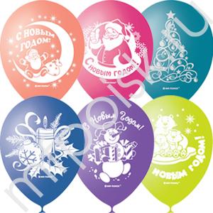 Шар 12//30см, с рис./НОВЫЙ ГОД/,цвет Кристалл,асс.