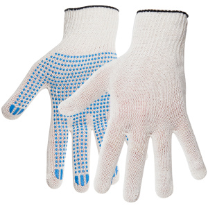 Перчатки х/б 10 класс OfficeClean, эконом, с точечным ПВХ, 3 нитки, белый, (30-32г), 82 текс 241691/