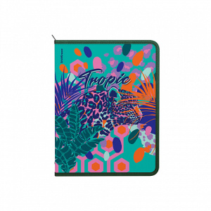 Папка для тетрадей на молнии пластиковая ErichKrause Tropical, A4+ (в пакете по 4 шт.)