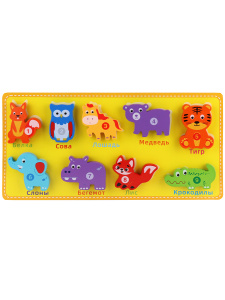 Деревянная игрушка. Рамка-вкладыш  /Животные/ (30x15x1,3 см) (арт.ИД-0195)