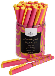 Ручка маслян. LOREX BANANA MANIA DOUBLE SOFT синий 0,7 мм роз. кругл. корп. ultra-soft touch грип иг