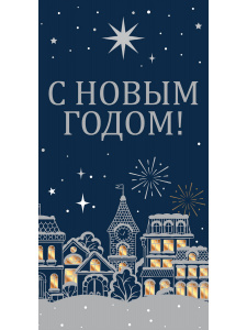 Конверт для денег   /С Новым Годом. Новогодняя ночь/ (6+0 (золото/серебро)) ЗСС-0001