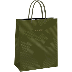Пакет подарочный 11*14*6,5см MESHU /Green pattern/, выборочный лак,  матовая ламинация MS_61599 (101