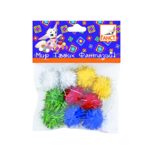 Помпоны блестящие, d=1,8 см, 10 шт., п/п с е/подвесом