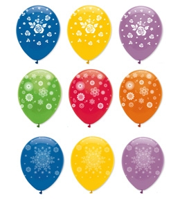 Воздушный шарик /Цветы/ ассорти 3 дизайна (10 шт.,диаметр 12 д./29 см.) ШВ-4864