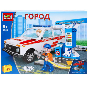LADA конструктор лада нива на заправочной станции, 83 дет. Город мастеров в кор.2*8шт