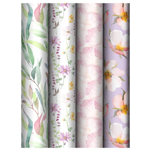 Упаковочная бумага глянц. 70*100см, MESHU /Bouquet/, 80 г/м2, ассорти, 4 дизайна MS_62822