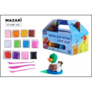Mасса для лепки, 12 цветов по 10 гр, пластиковые стеки 3 шт в комплекте, картонная коробка / ОПП-упа