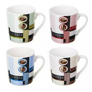 Кружка 280мл, фарфор, /Кофейня/, 4 дизайна