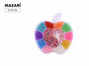 Набор бисера ЯБЛОКО, в комплекте 10 цветов и эластичная нить, размер 16.2*15.5*1.8 см. ПВХ-упаковка