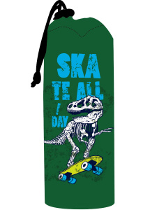 Пенал на молнии со шнурком СКЕЛЕТОН (ПН-3144) искусственная кожа, инд.ШК, 7,5х21 см