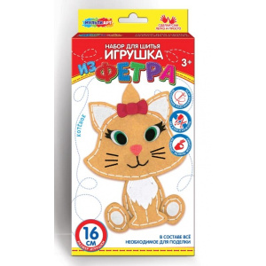 Игрушка из фетра милый котенок МУЛЬТИ АРТ в кор.66шт