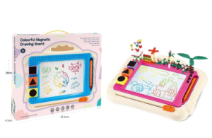 Доска магнитная для рисования со стилусом и печатями 21,5х15,5 см, разноцветная