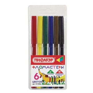 Фломастеры ПИФАГОР /Веселая такса/, 6 цветов, вентилируемый колпачок, 151396