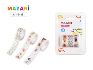 Лента клейкая декоративная, размер  1,5 см х 3 м, 3 шт. в блистере