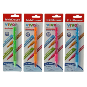 Ручка шариковая автоматическая ErichKrause® VIVO® Spring, цвет чернил синий (в блистере по 1 шт.)