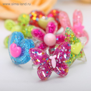 Кольцо детское /Выбражулька/ блестящее, цвет МИКС, форма МИКС, безразмерное 1886308 (10702070/080623