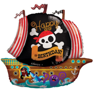 K Фигура 733 С Днем Рождения Пиратский корабль 28//71см шар фольга (10130100/210316/0001795/1, Мекси