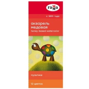 Акварель /Мультики/ 12 цветов, без кисти, картон 211048