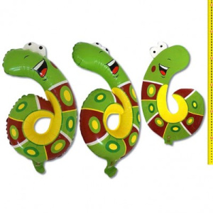 Шарик воздушный фольгированный Ф Цифра 6. /Гусеница/, 47см, ПЭ, цена за 1шт DP-6 /1 /0 /3000 /50 (10