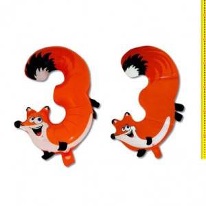 Шарик воздушный фольгированный Ф Цифра 3. /Лиса/, 47см, ПЭ, цена за 1шт DP-3 /1 /0 /3000 /50 (107020