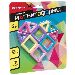 Магнитный конструктор МАГНИТОФОРМЫ Bondibon, набор 10 мини-дет., CRD 20х18 см