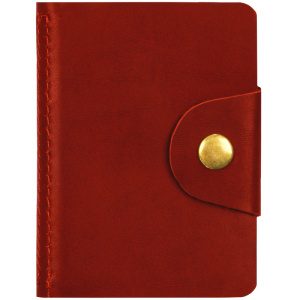 Визитница карманная OfficeSpace на кнопке, 10*7см, 18 карманов, натуральная кожа, красный 312565