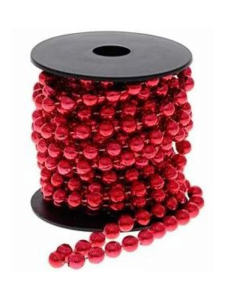 Новогоднее украшение бусы на ёлку красные /Сказочный праздникй/, 10 м, 6 мм, НУ-3413