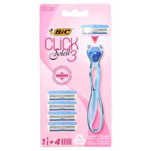 Станок для бритья женский, BIC SOLEIL CLICK + 4 сменных кассеты, пластик