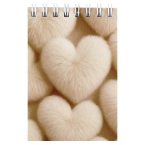 Блокнот, А7, 40 л, арт. 73418 БЕЖЕВЫЕ СЕРДЦА / Блок - белый офсет 65 г/м², клетка, гребень по коротк