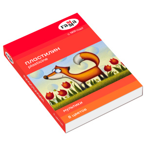 Пластилин Гамма /Мультики/, 08 цветов, 160г, со стеком, картон. упак. 280016