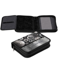 Пенал Hatber 200х140мм 1 отделение на молнии с 2-мя откид. планками -Steampunk- ткань