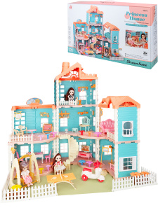 Кукольный домик /Вилла/(свет,пар,мебель,3 куклы, питомцы,в кор.) (69x52x73) ( Арт. 2165232)