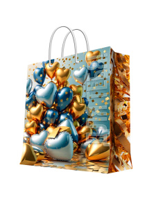 Бумажный пакет для сувенирной продукции с ламинацией, с шириной основания 40,6 cм, плотность бумаги 