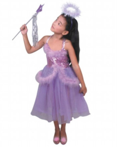 карнав.наб.: фиолетовое платье с пушком и волшебная палочка 4-6