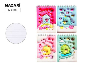 Блокнот на евроспирали ДИНО 3D 9х13 см, 70 листов, линованный внутренний блок, плотность бумаги 70 г