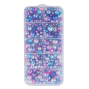 Набор бусин для творчества № 15, перламутровые, размер 4/6/8/10 мм, размер коробки 12.5*6.5*2.2 см, 