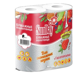 Полотенца бум. /SunDay/ 2-х сл. 2 шт.
