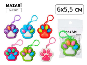 Брелок мягкий ЛАПКА, 6*5.5 см, полиуретан, 6 цветов в ассортименте, ОПП-упаковка