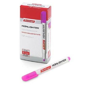 Текстовыделитель Berlingo Slim флуоресцентные чернила круглый корпус клиновидный пишущий узел Розовы