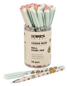 Ручка маслян. LOREX KIDS COOKIE BEAR Slim Soft синий 0,5 мм ассорти кругл. корп. ultra-soft touch иг