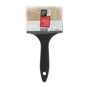 Кисть плоская ЛОМ, натуральная щетина, пластиковая рукоятка, 4/, 100 мм 1818216 (10702070/281123/348